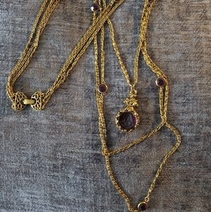 Gorgeous Goldette Vintage Amethyst Cameo Necklace